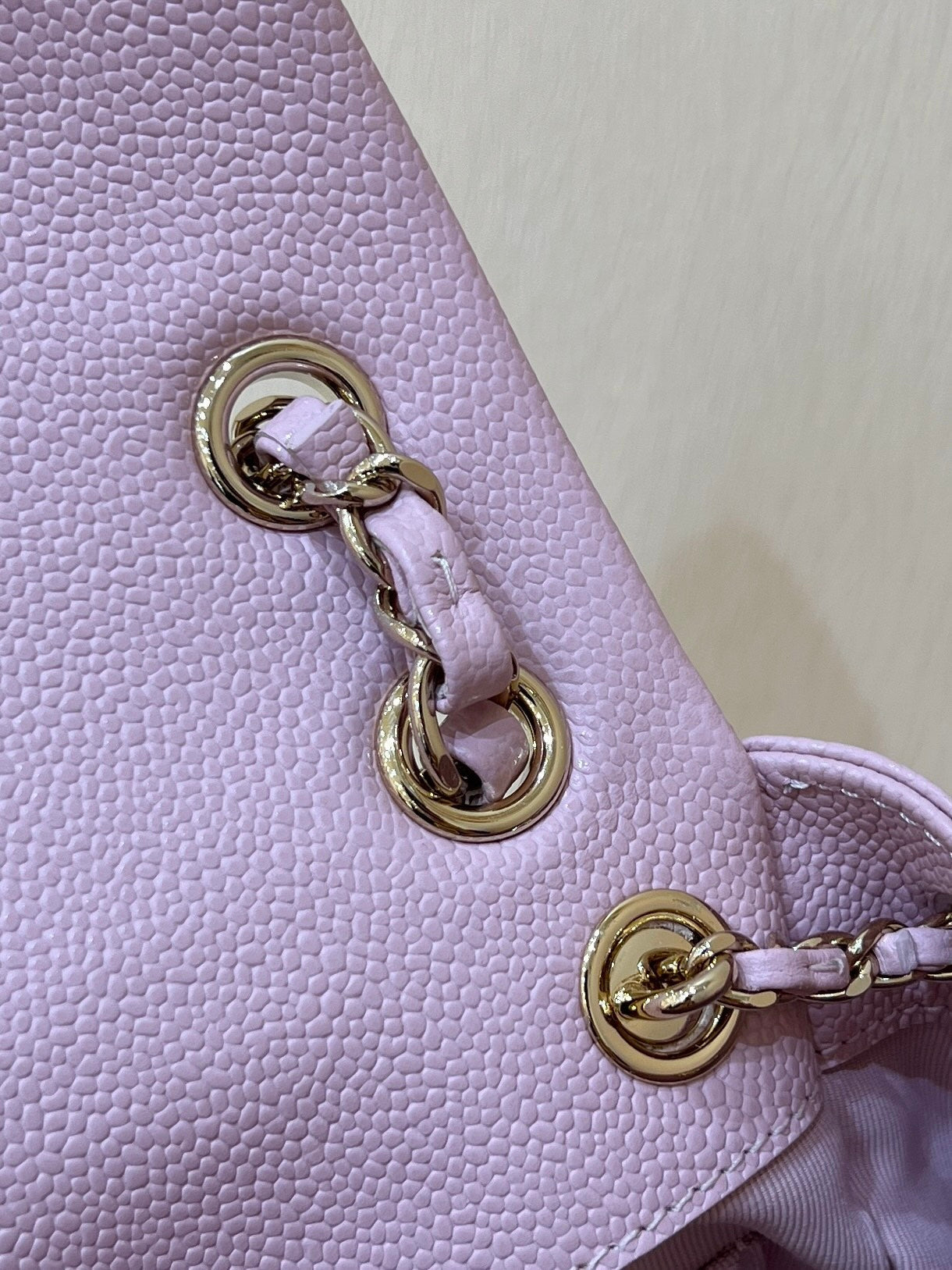24A DUMA BACKPACK PURPLE CAVIAR LEATHER LIGHT GOLD HARDWARE
