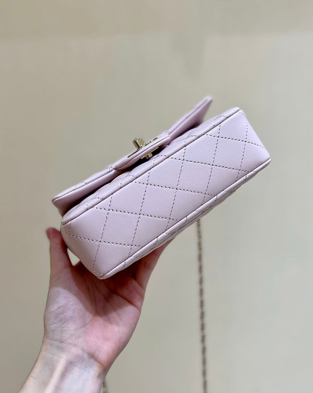 CC 24K MINI FLAP BAG 18CM LIGHT PINK LAMBSKIN GOLD HARDWARE