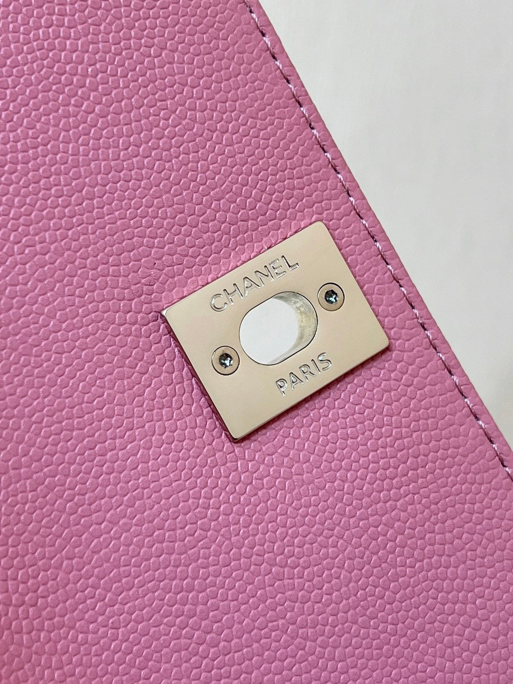 CC 24K COCO HANLE NANO 18CM CUIR DE VEAU GRAINÉ ROSE QUINCAILLERIE DORÉ