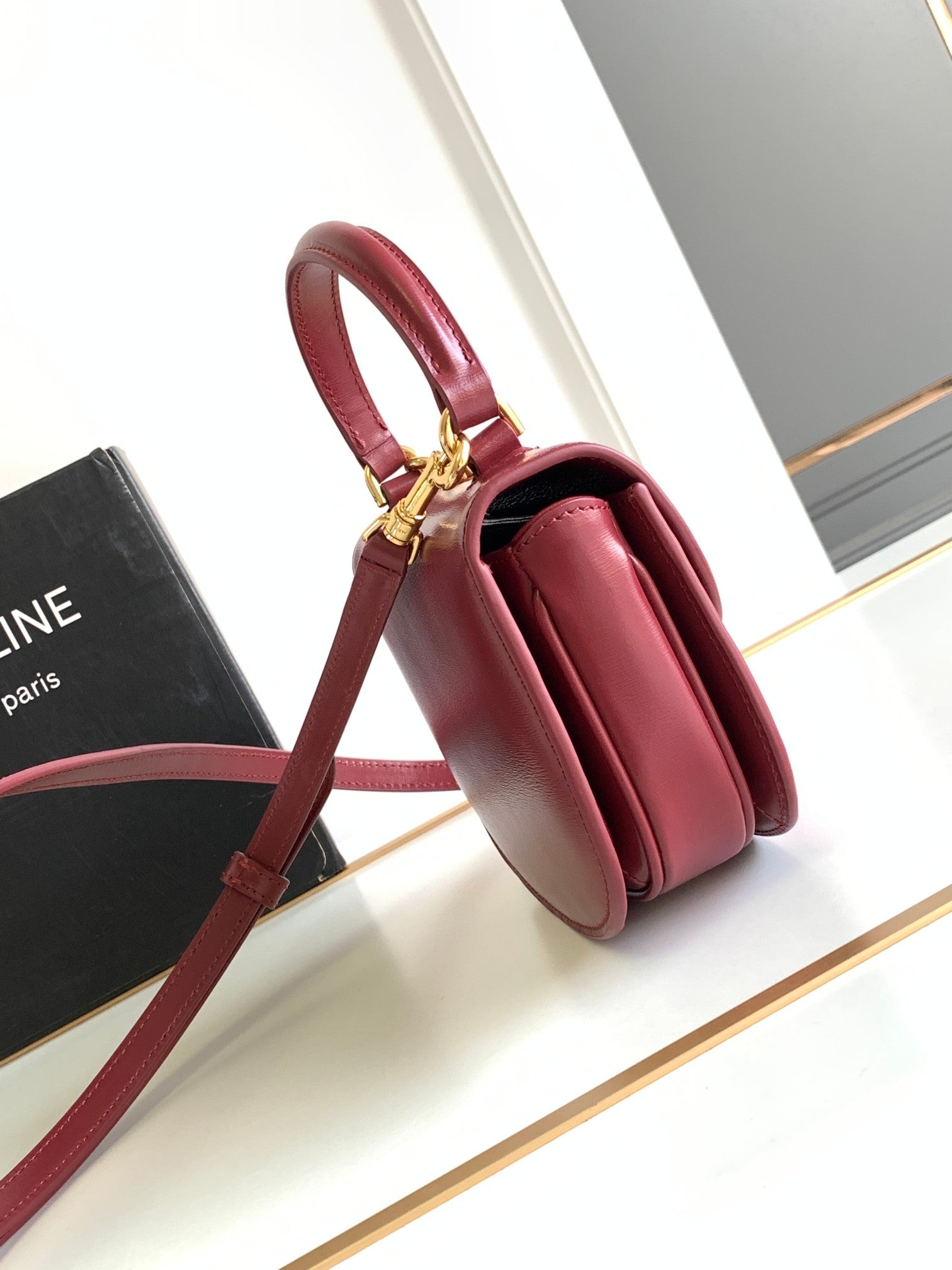 CHAINE TEEN BESACE TRIOMPHE 15,5CM CUIR DE VEAU ROUGE