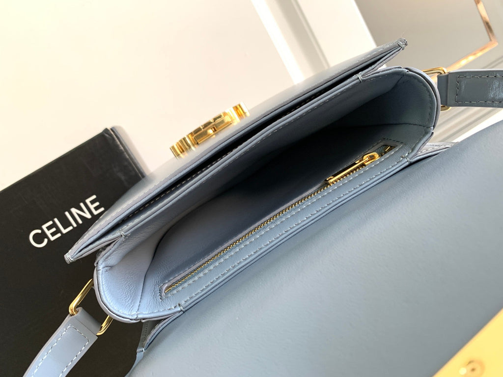 BESACE ADO TRIOMPHE 18,5 CUIR DE VEAU GRIS ACIER DORÉ