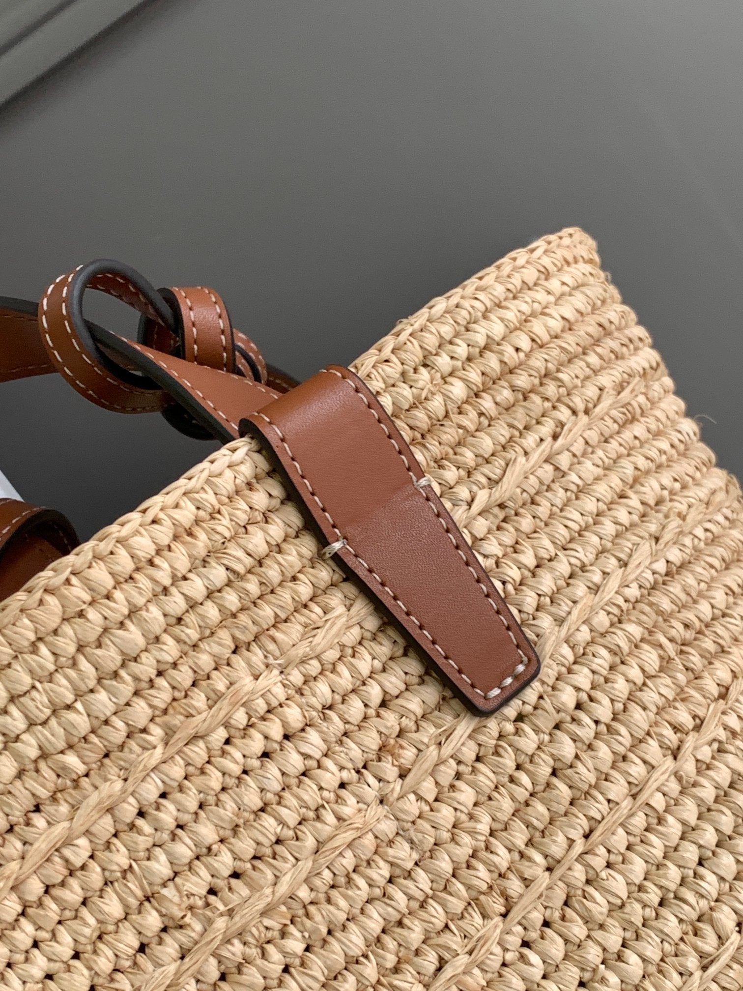 SAC CLASSIQUE ADO SOUPLE 21CM EN RAPHIA CUIR DE VEAU MARRON