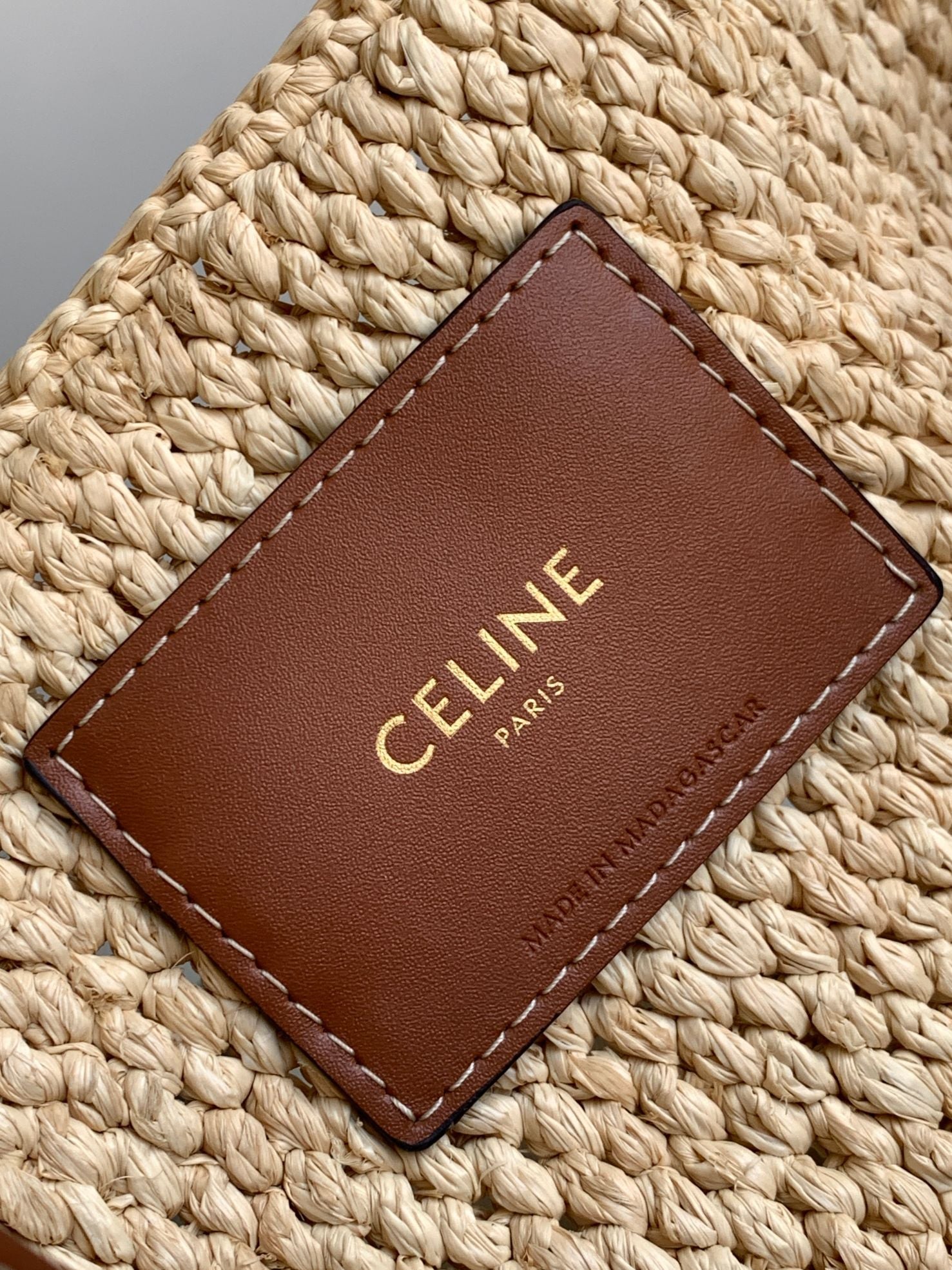 SMALL CABAS THAIS 27CM RAFFIA BROWN CALFSKIN