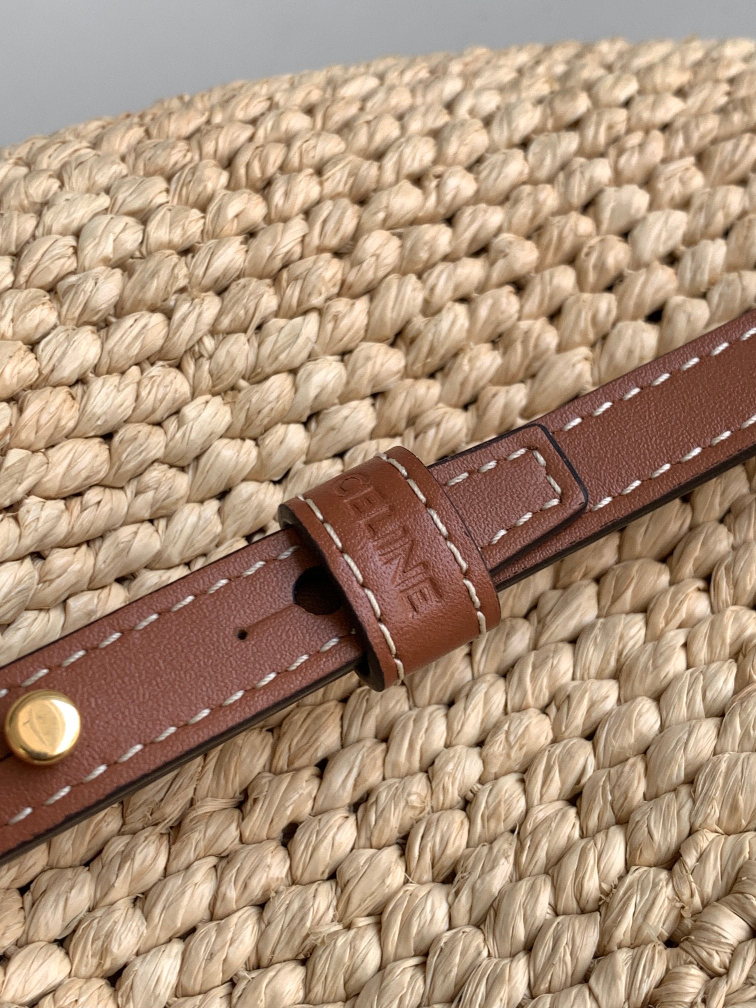 SMALL CABAS THAIS 27CM RAFFIA BROWN CALFSKIN