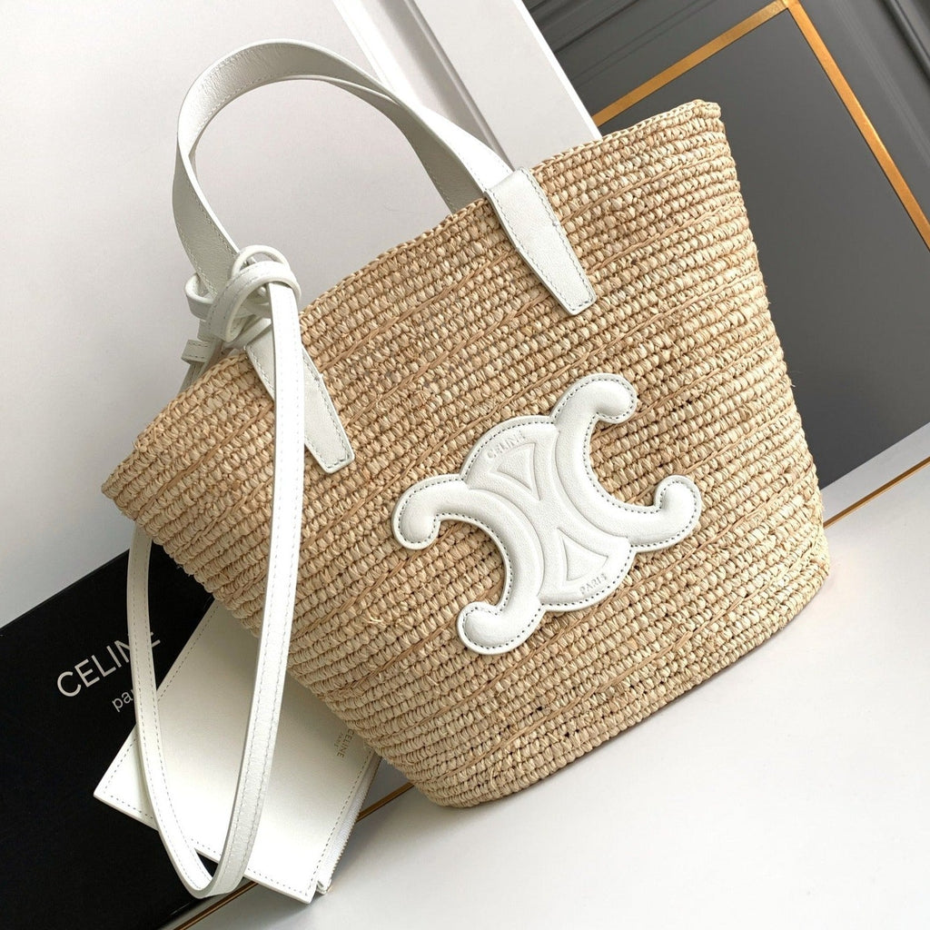 SAC CLASSIQUE ADO SOUPLE 21CM EN RAPHIA CUIR DE VEAU BLANC