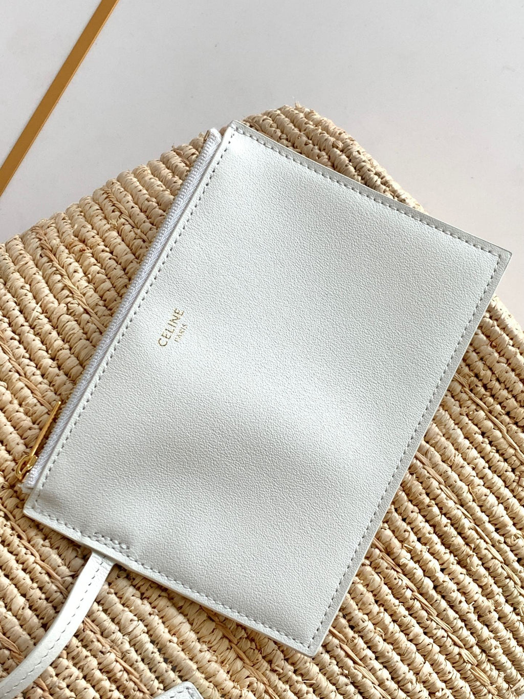 SAC CLASSIQUE ADO SOUPLE 21CM EN RAPHIA CUIR DE VEAU BLANC