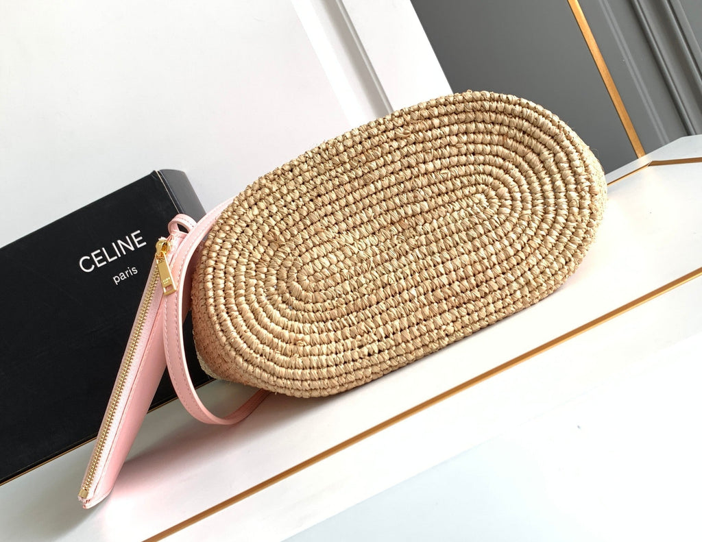 SAC CLASSIQUE ADO SOUPLE 21CM EN CUIR DE VEAU ROSE RAPHIA