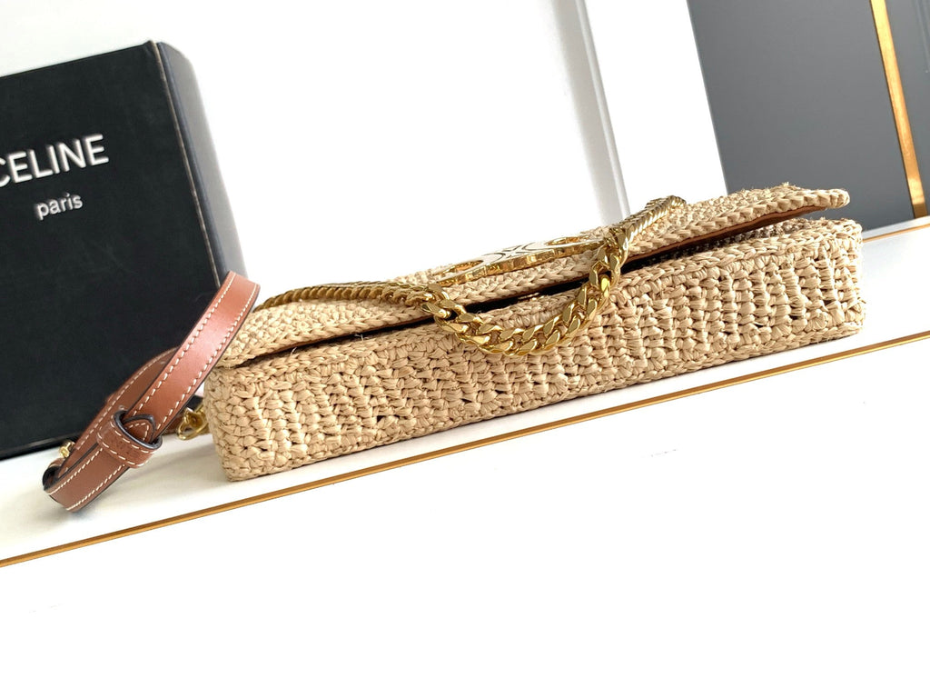 CELIN MULTIPOCHETTE 23 BEIGE RAFFIA TRIMMINGS CALFSKIN