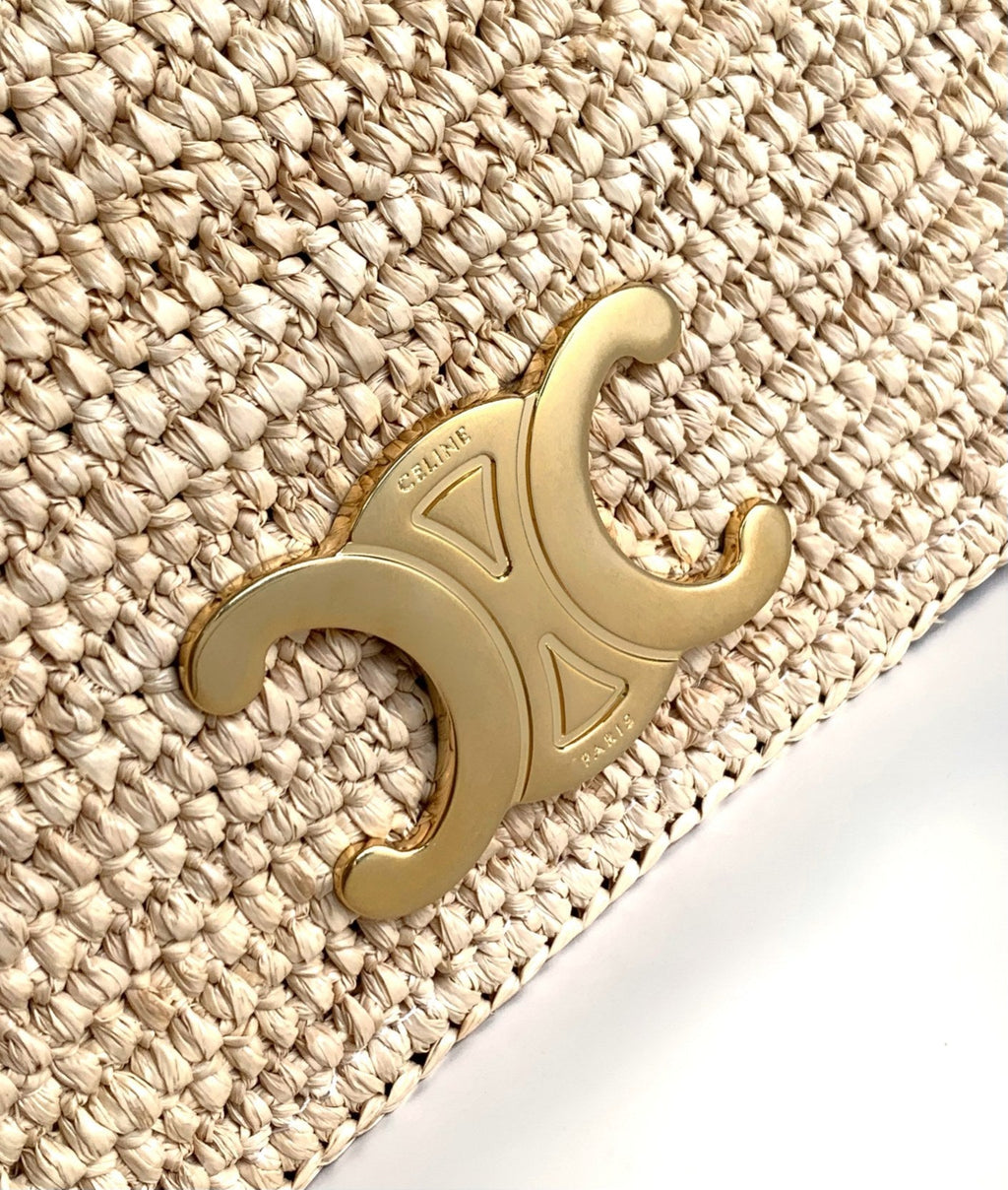 CELIN MULTIPOCHETTE 23 BEIGE RAFFIA TRIMMINGS CALFSKIN