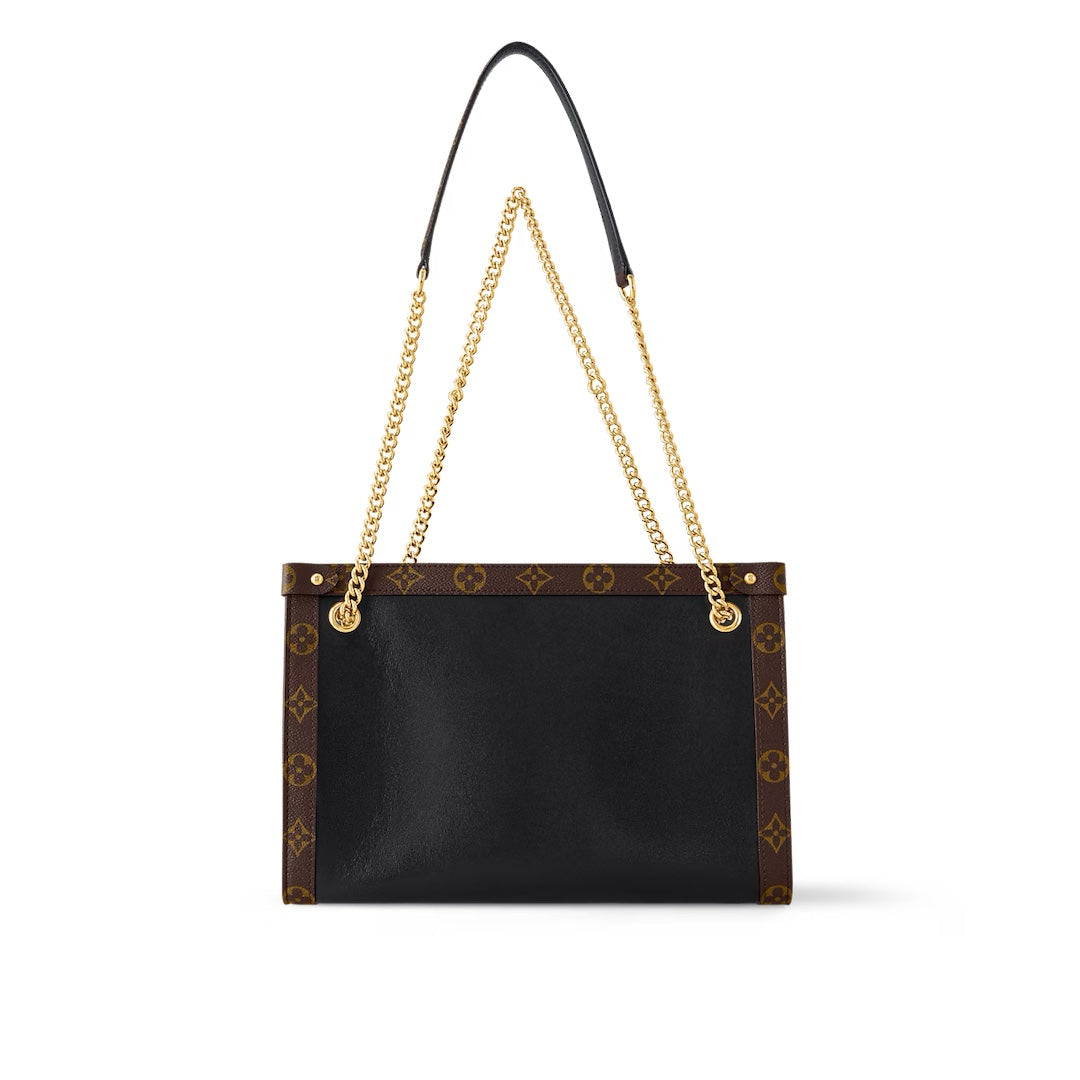 NOVA PM 31 EN CUIR DE VEAU NOIR ET GARNITURE EN TOILE MONOGRAMME MARRON
