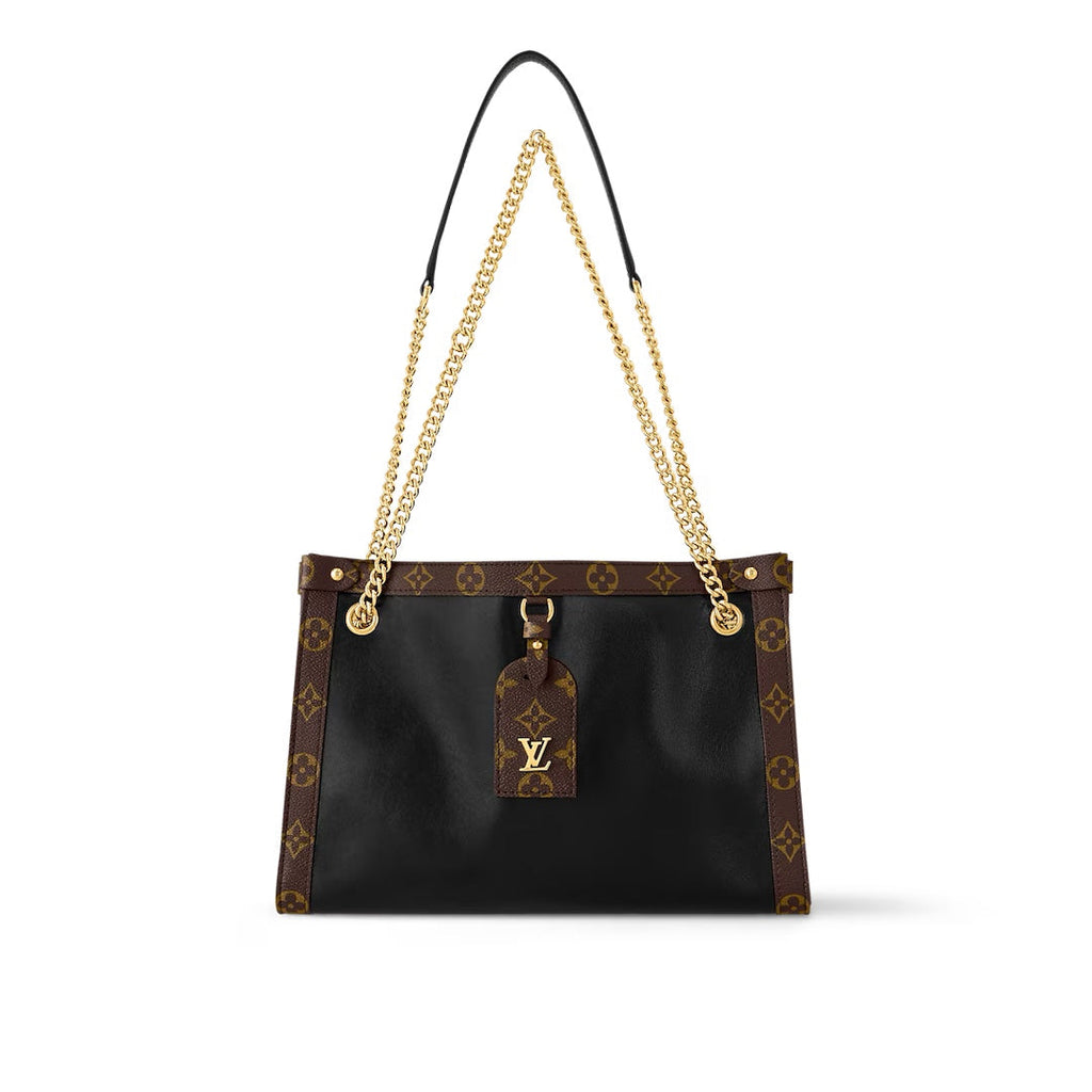 NOVA PM 31 EN CUIR DE VEAU NOIR ET GARNITURE EN TOILE MONOGRAMME MARRON