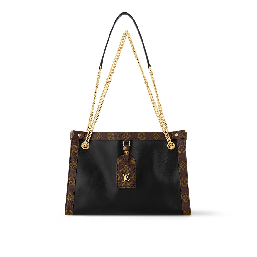 NOVA PM 31 EN CUIR DE VEAU NOIR ET GARNITURE EN TOILE MONOGRAMME MARRON