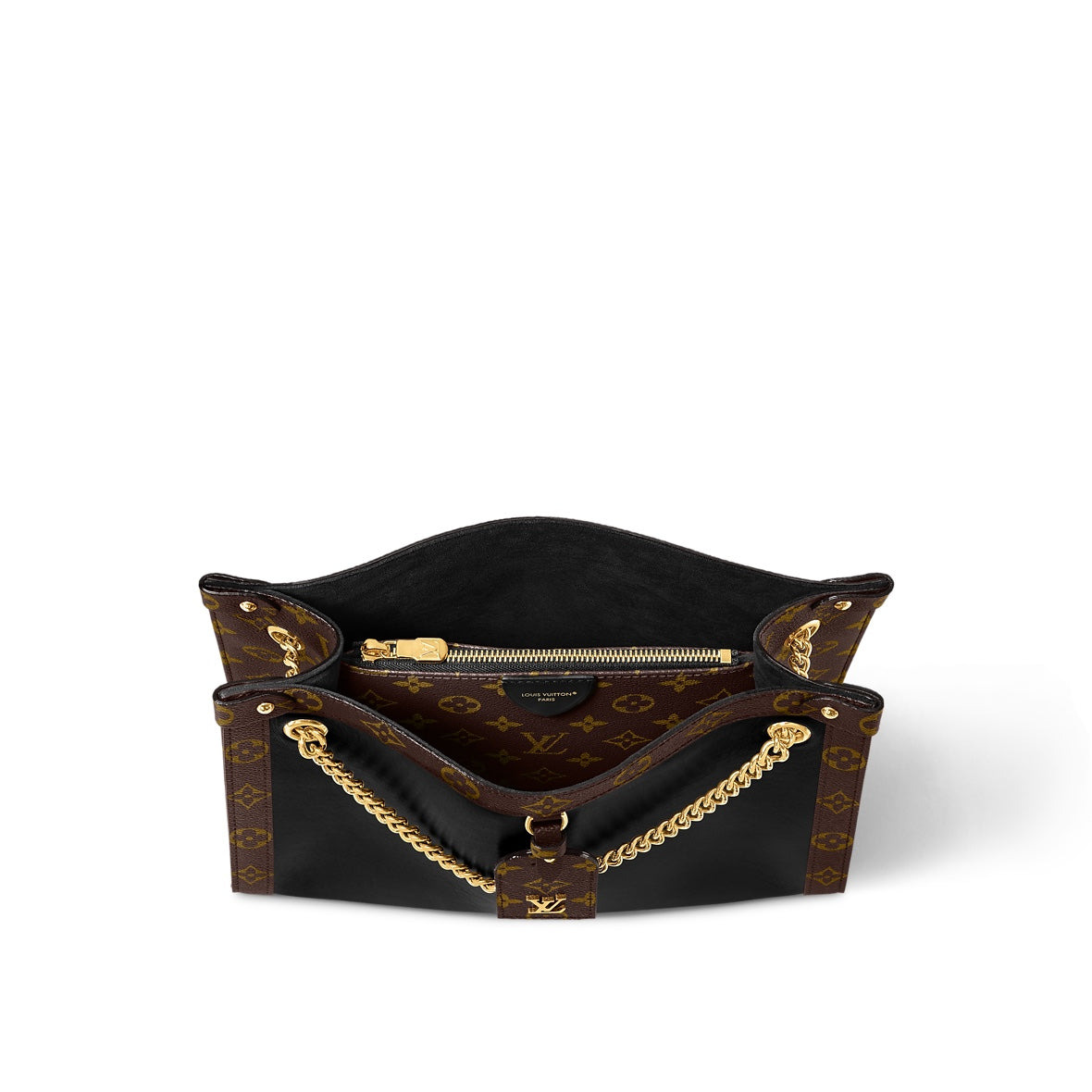 NOVA PM 31 EN CUIR DE VEAU NOIR ET GARNITURE EN TOILE MONOGRAMME MARRON