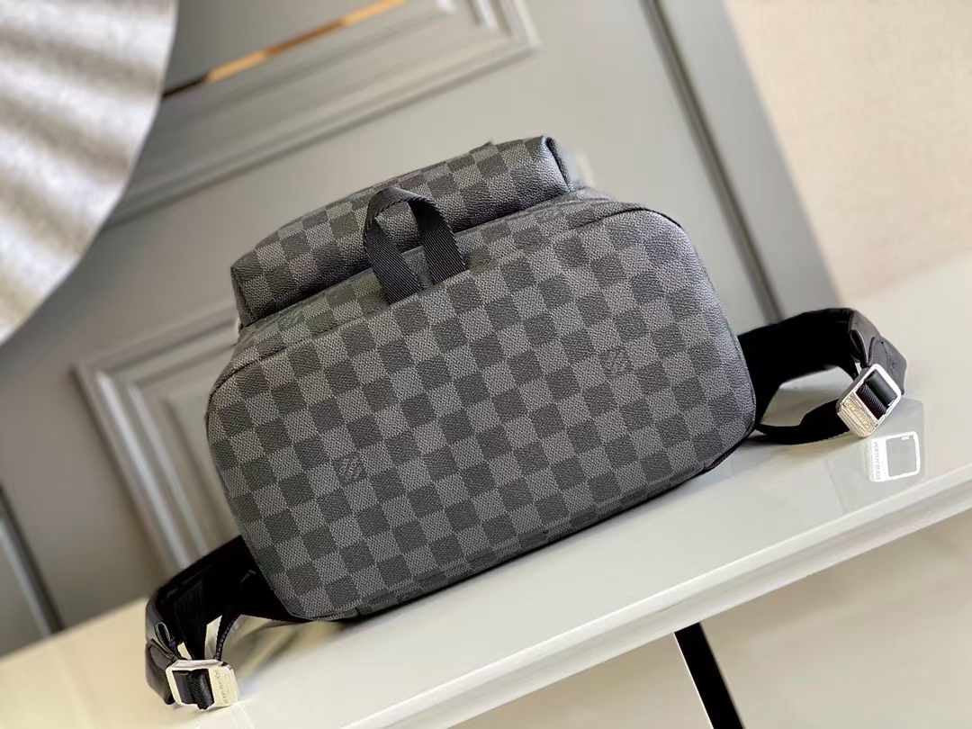 SAC À DOS 44 EN TOILE DAMIER GRAPHITE GUN METAL