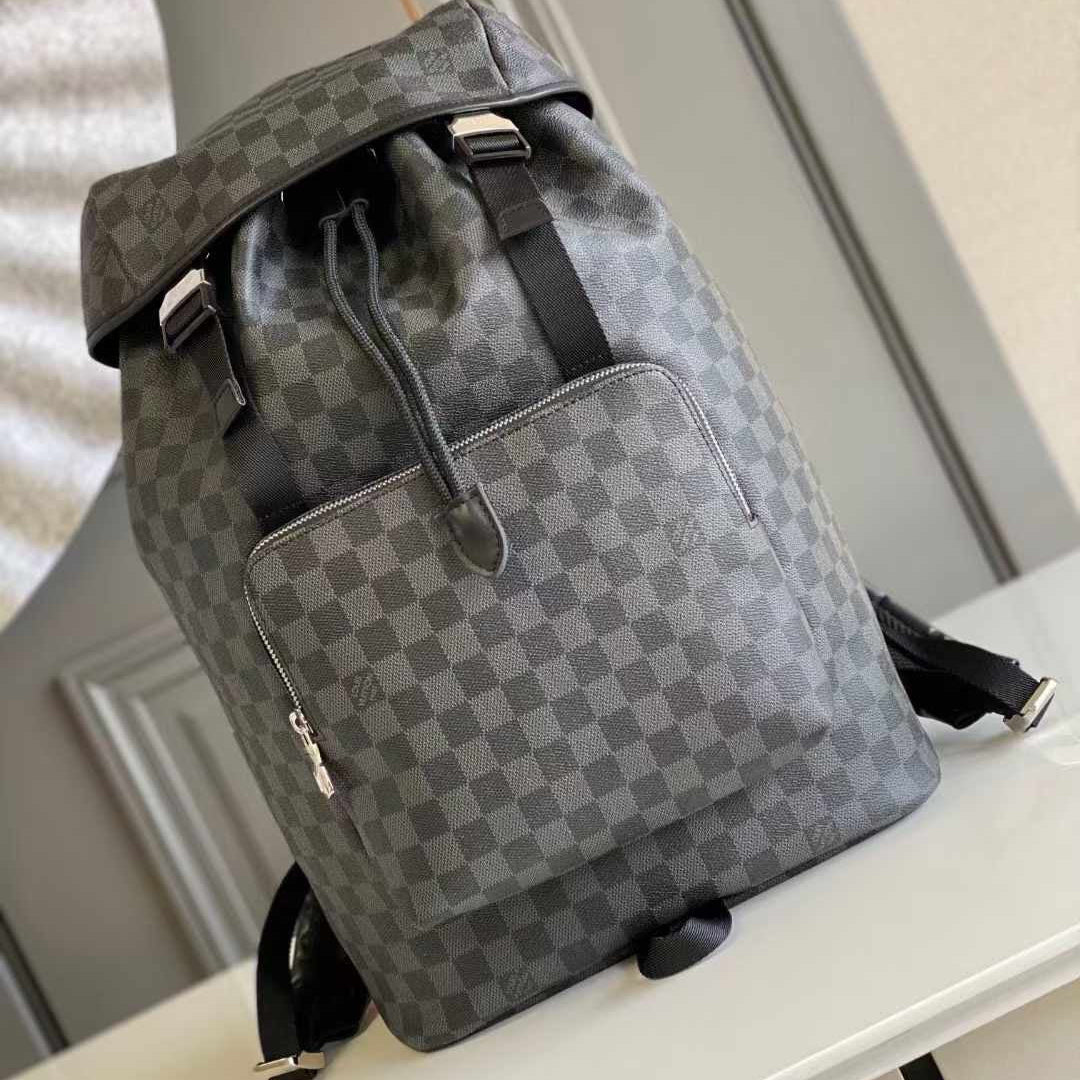 SAC À DOS 44 EN TOILE DAMIER GRAPHITE GUN METAL