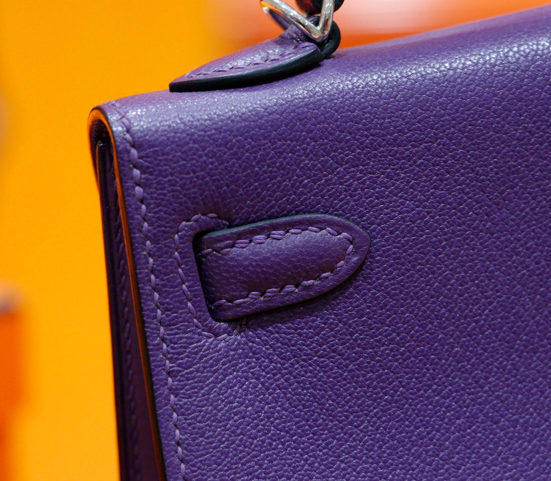 HM MINI KELLY 19CM EPSOM VIOLET QUINCAILLERIE OR