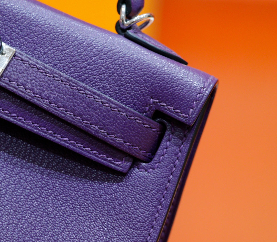 HM MINI KELLY 19CM EPSOM VIOLET QUINCAILLERIE OR