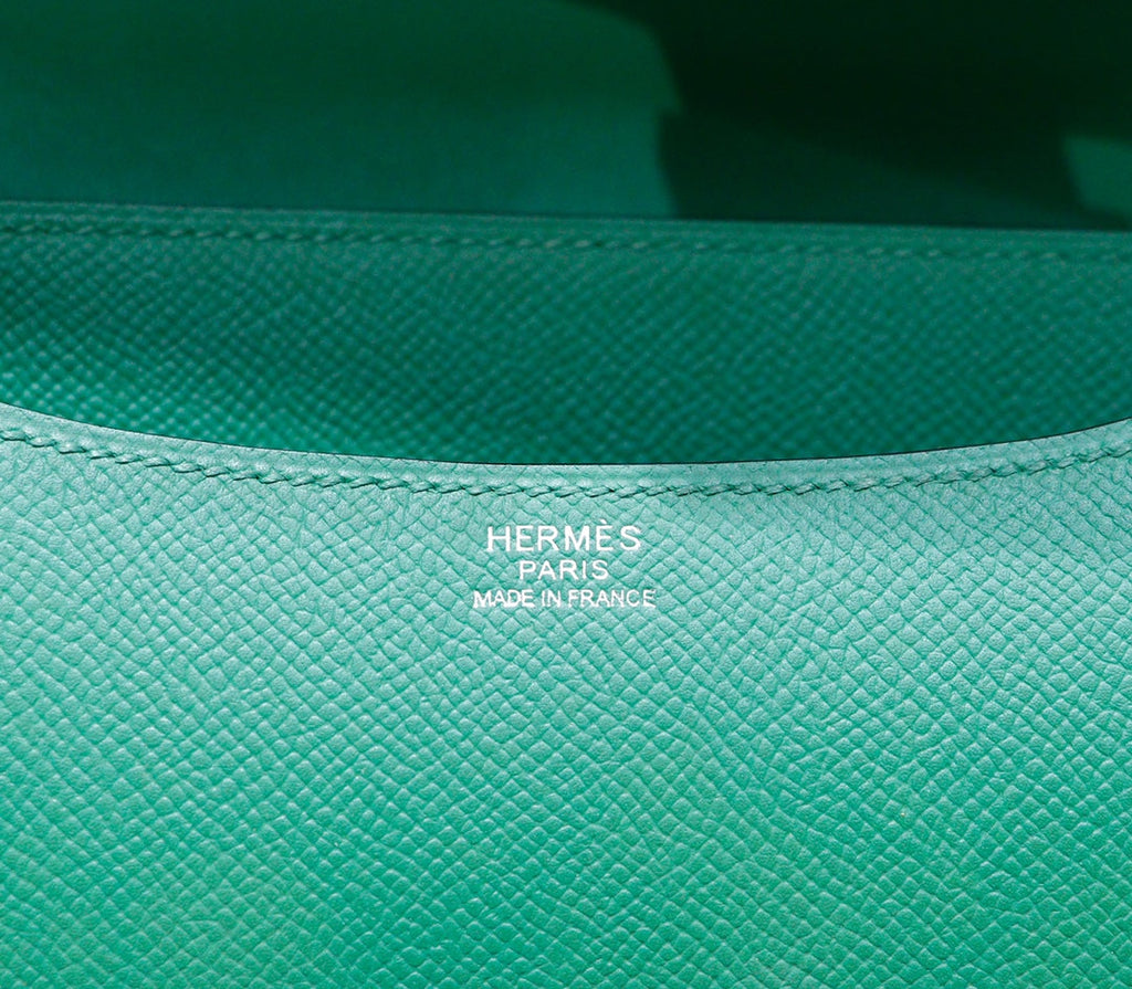 CONSTANCE 24 CUIR EPSOM VERT FONCÉ QUINCAILLERIE ARGENTÉE