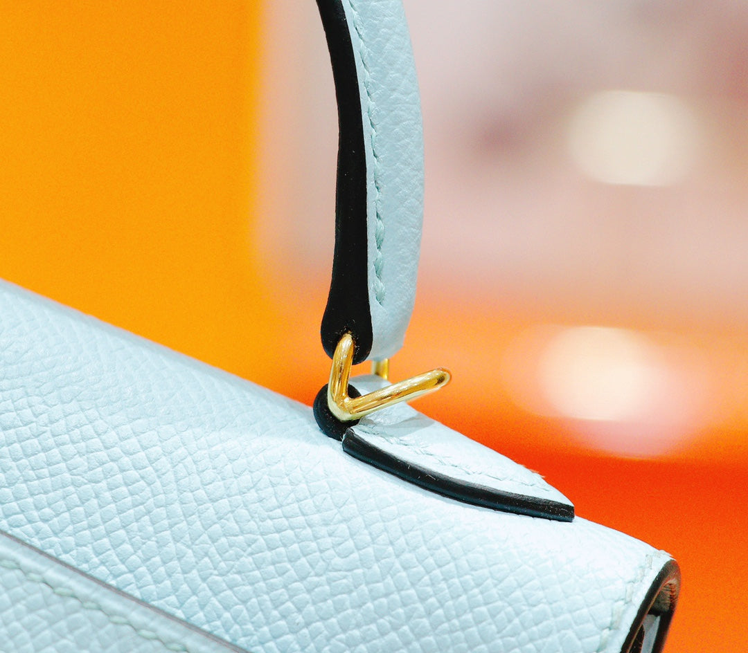 HM MINI KELLY 19CM CLOUD BLUE EPSOM SILVER HARDWARE