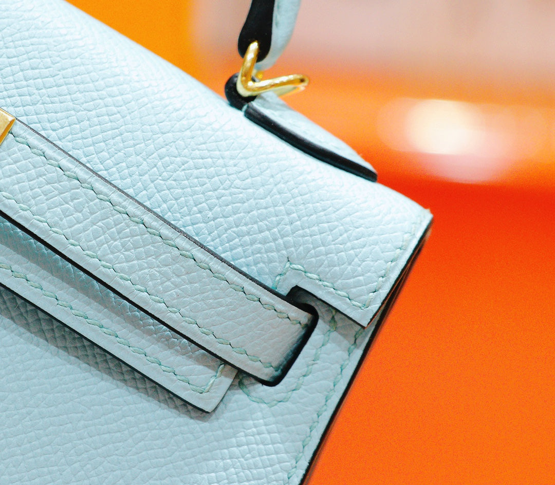 HM MINI KELLY 19CM CLOUD BLUE EPSOM SILVER HARDWARE