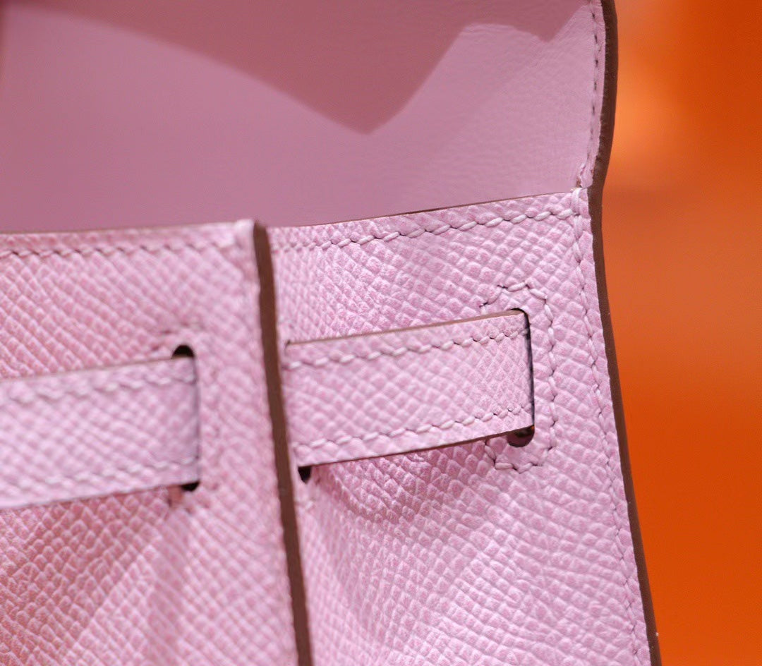 HM MINI KELLY 19CM PINK EPSOM SILVER HARDWARE
