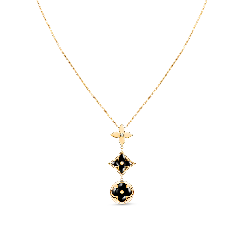 STAR AND SUN ONYX PINK GOLD NECKLACE