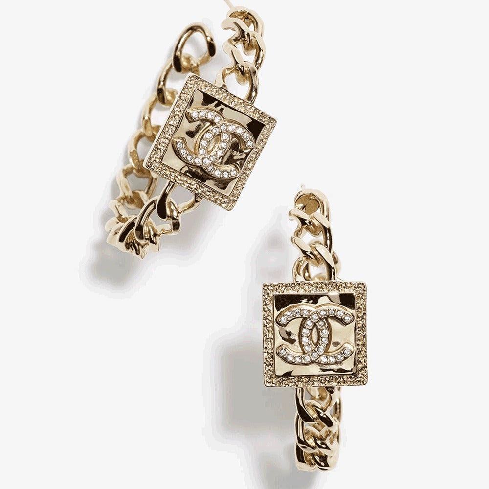 CC LOGO ROSE GOLD HOOP EARRINGS