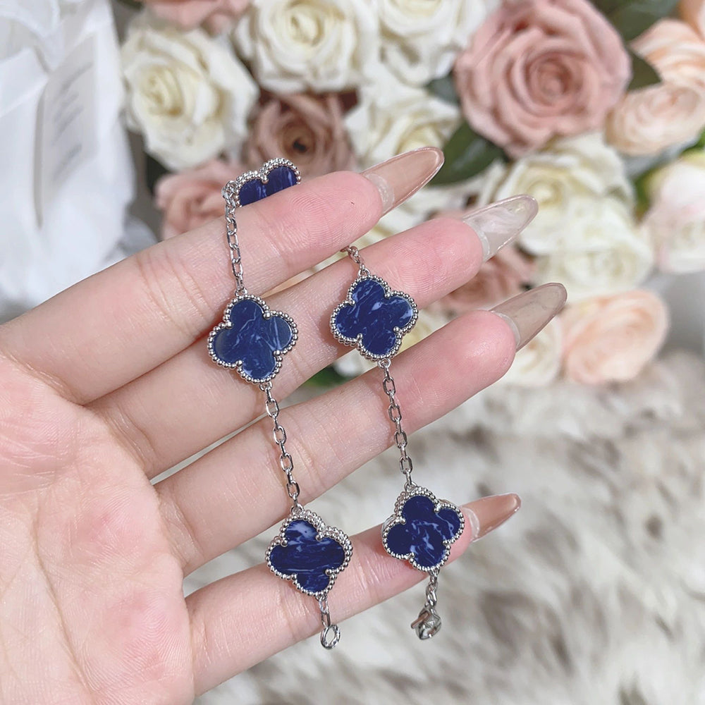 CLOVER 5 MOTIF PIETERSITE SILVER BRACELET