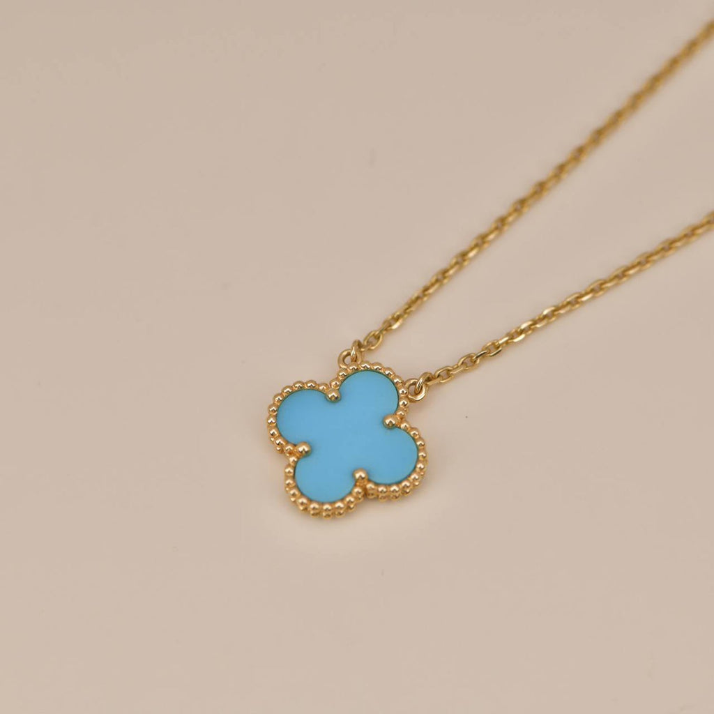 CLOVER 15MM VINTAGE TURQUOISE NECKLACE