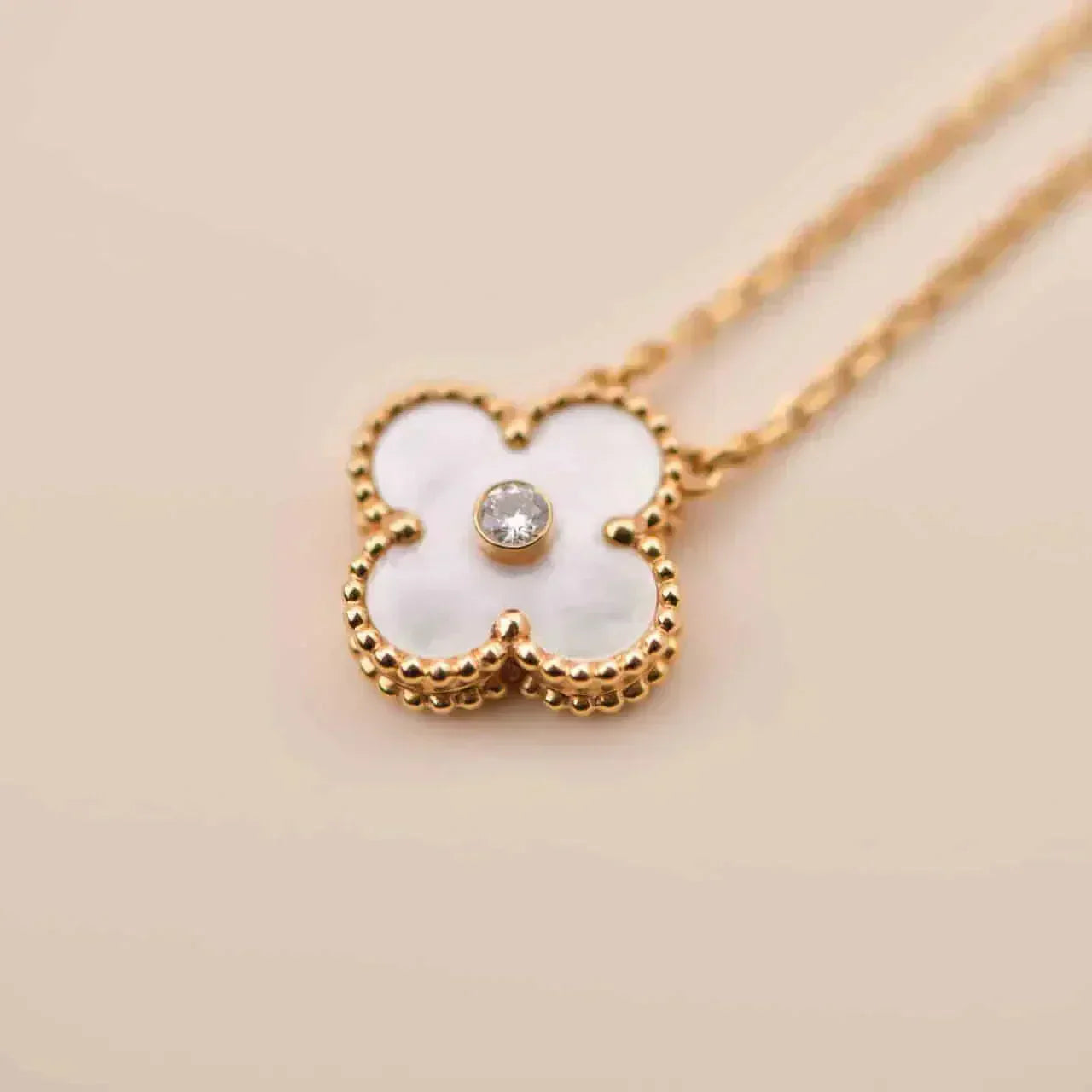 COLLIER FRITILLAIRE BLANC DIAMANT CLOVER 15 MM