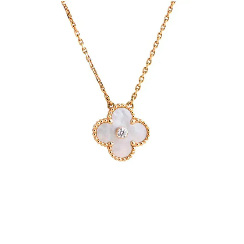 COLLIER FRITILLAIRE BLANC DIAMANT CLOVER 15 MM