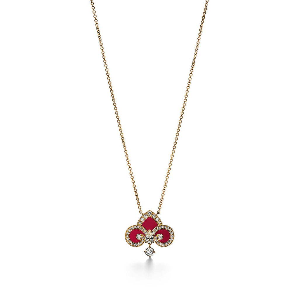 FLEUR DE LIS ROSE GOLD DIAMOND NECKLACE