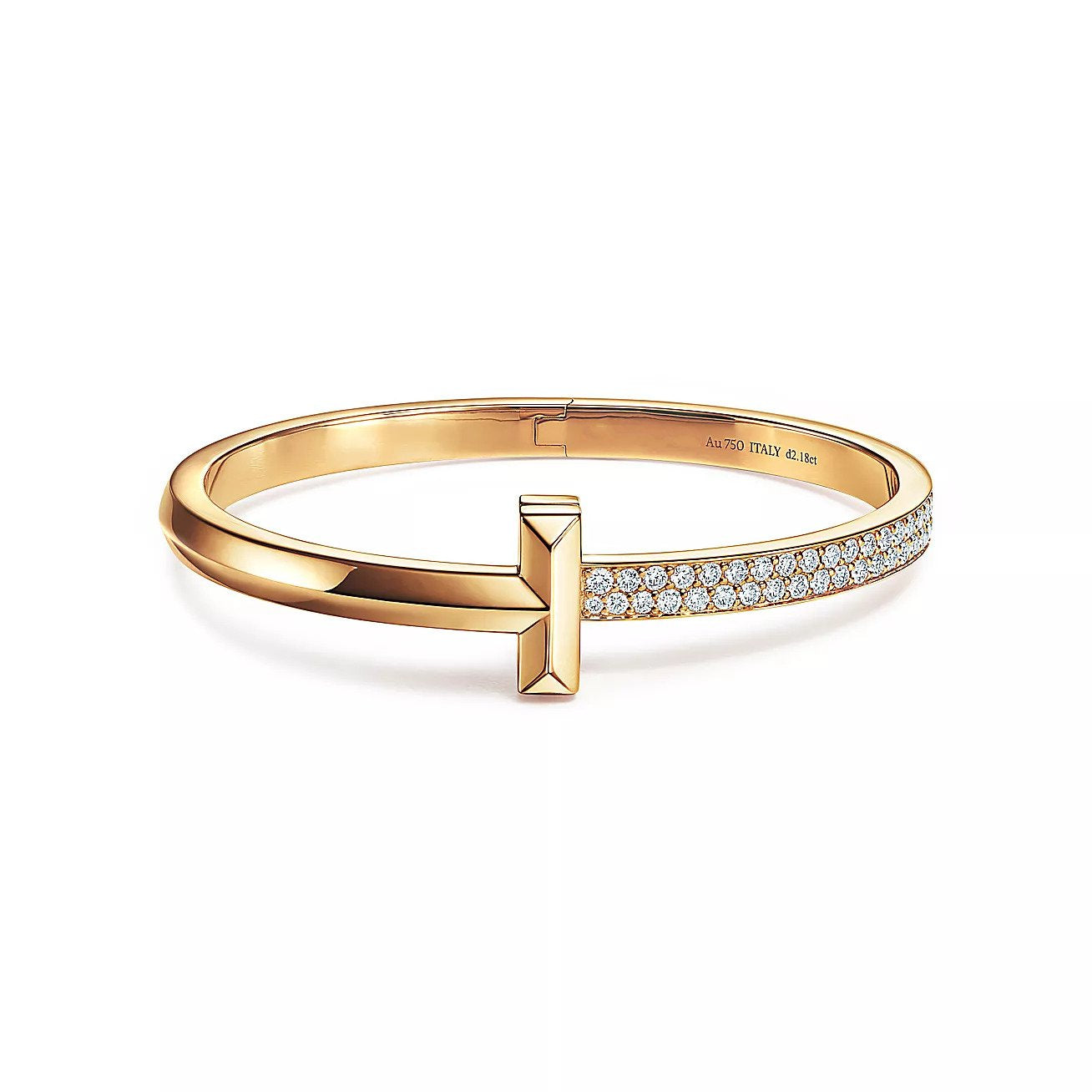 T1 WIDE DIAMOND HINGED BANGLE ROSE GOLD