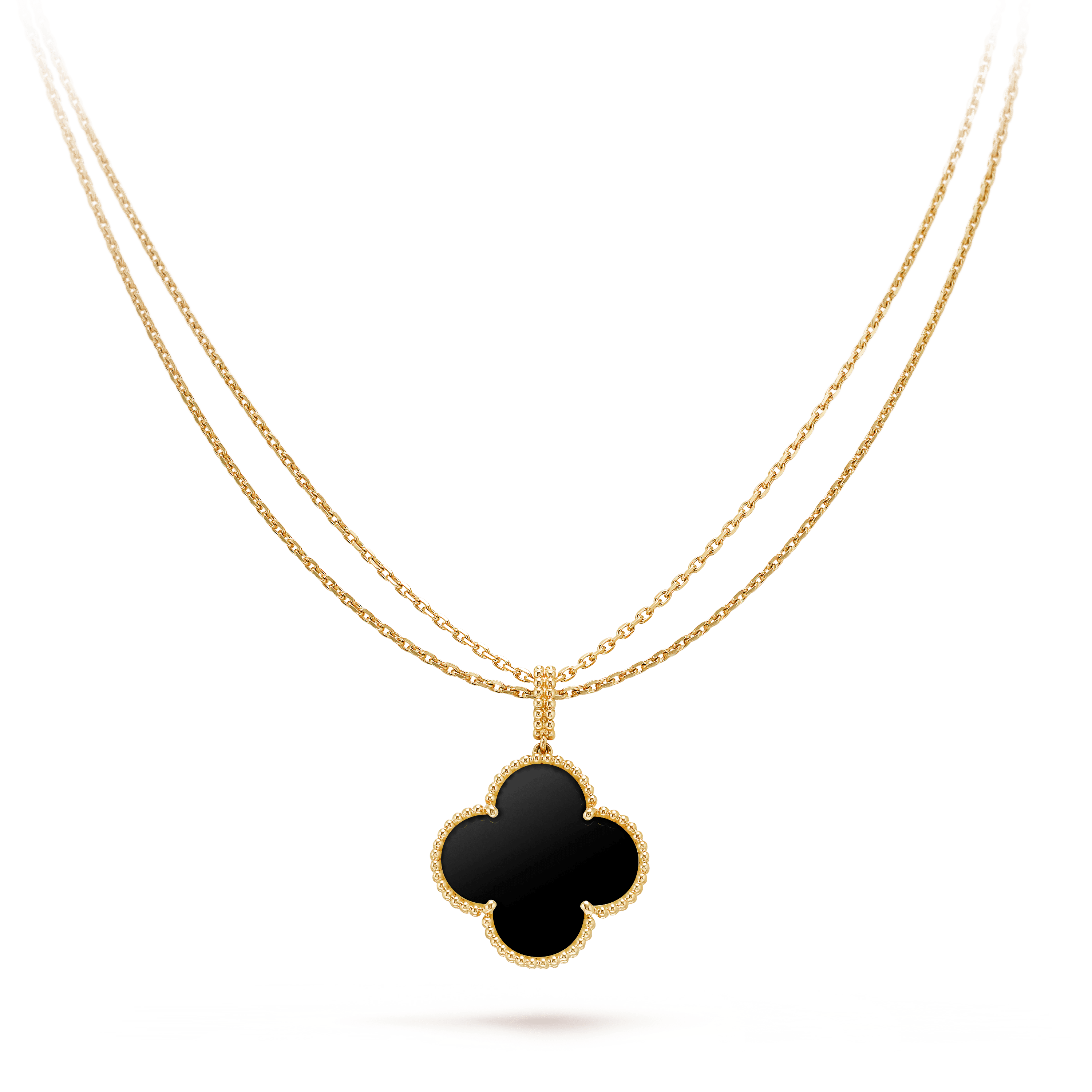 CLOVER 25MM GOLD ONYX BIG CLOVER NECKLACE