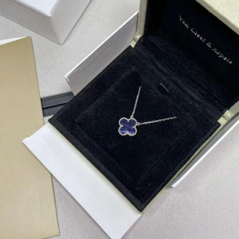 COLLIER PIETERSITE TRÈFLE 15 MM ARGENT