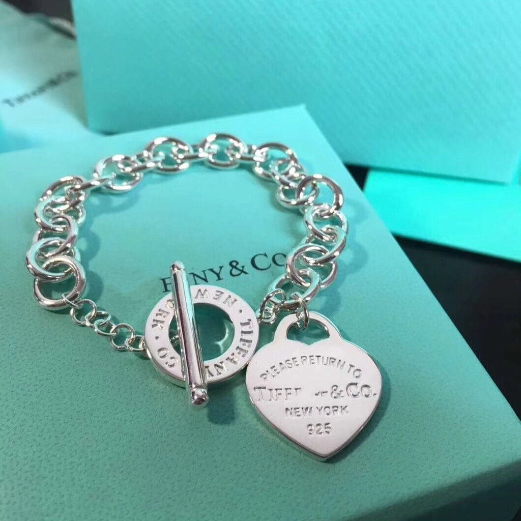 BRACELET EN ARGENT AVEC BOUCLE ARDILLON EN FORME DE CŒUR D'AMOUR RETOUR À TIF