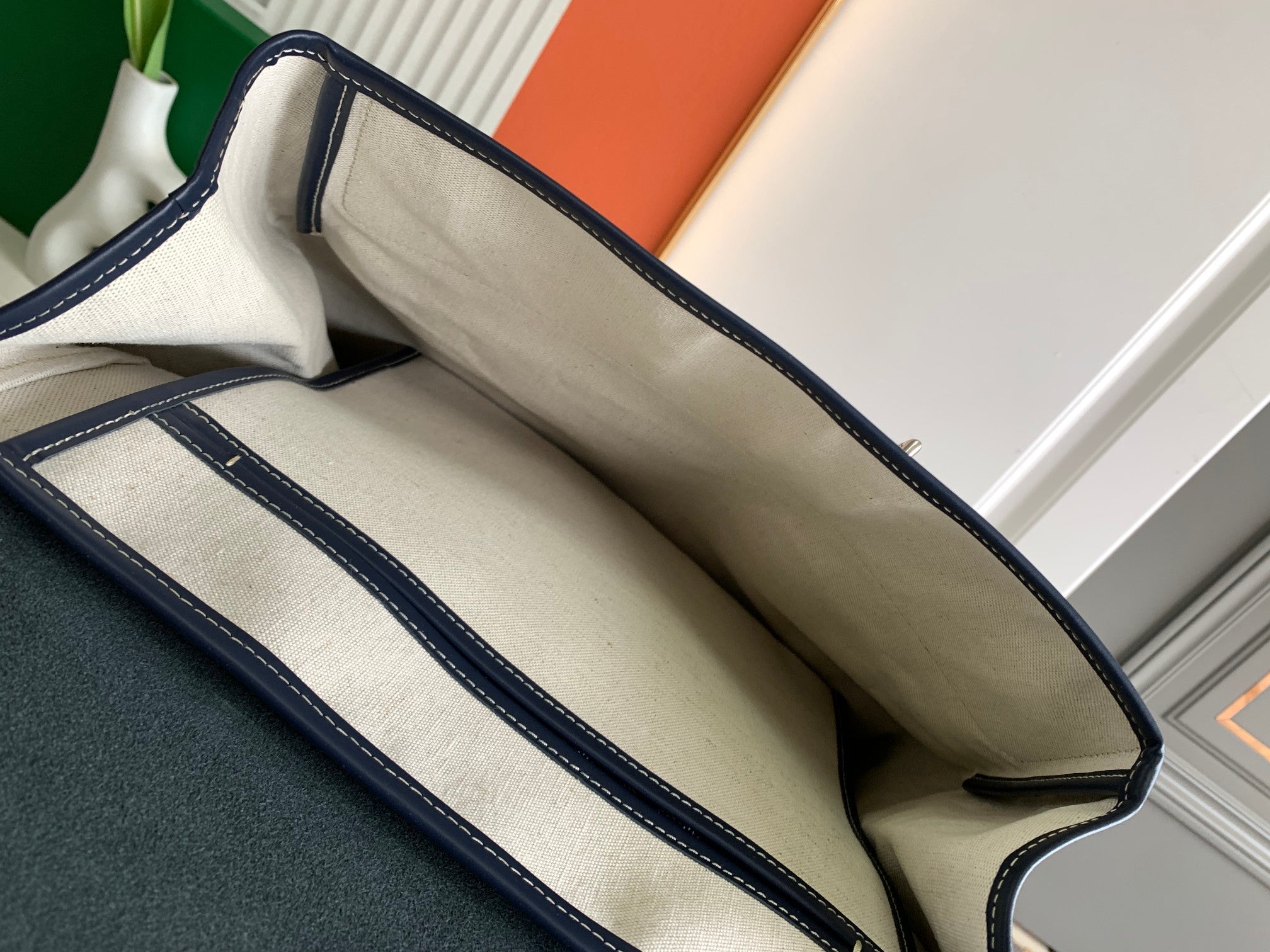 SAC GOYA STEAMER PM 48CM TOILE BLEU MARINE
