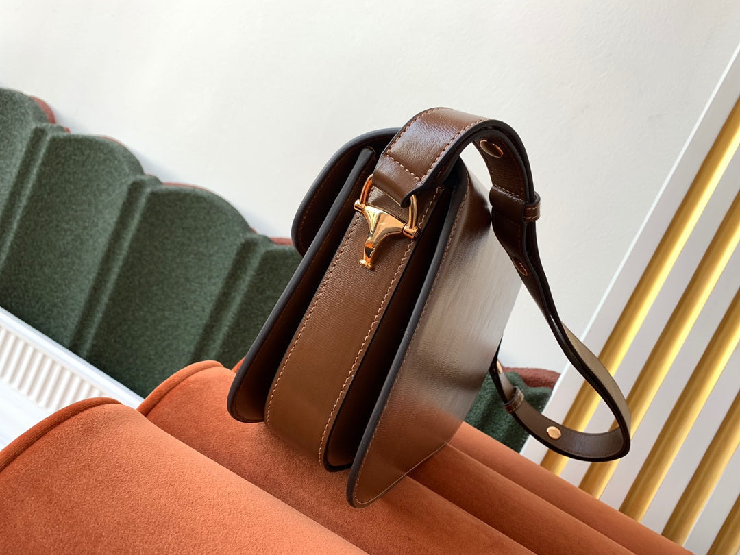 SAC À MORS GG 1955 25 CM EN CUIR DE VEAU MARRON QUINCAILLERIE DORÉ