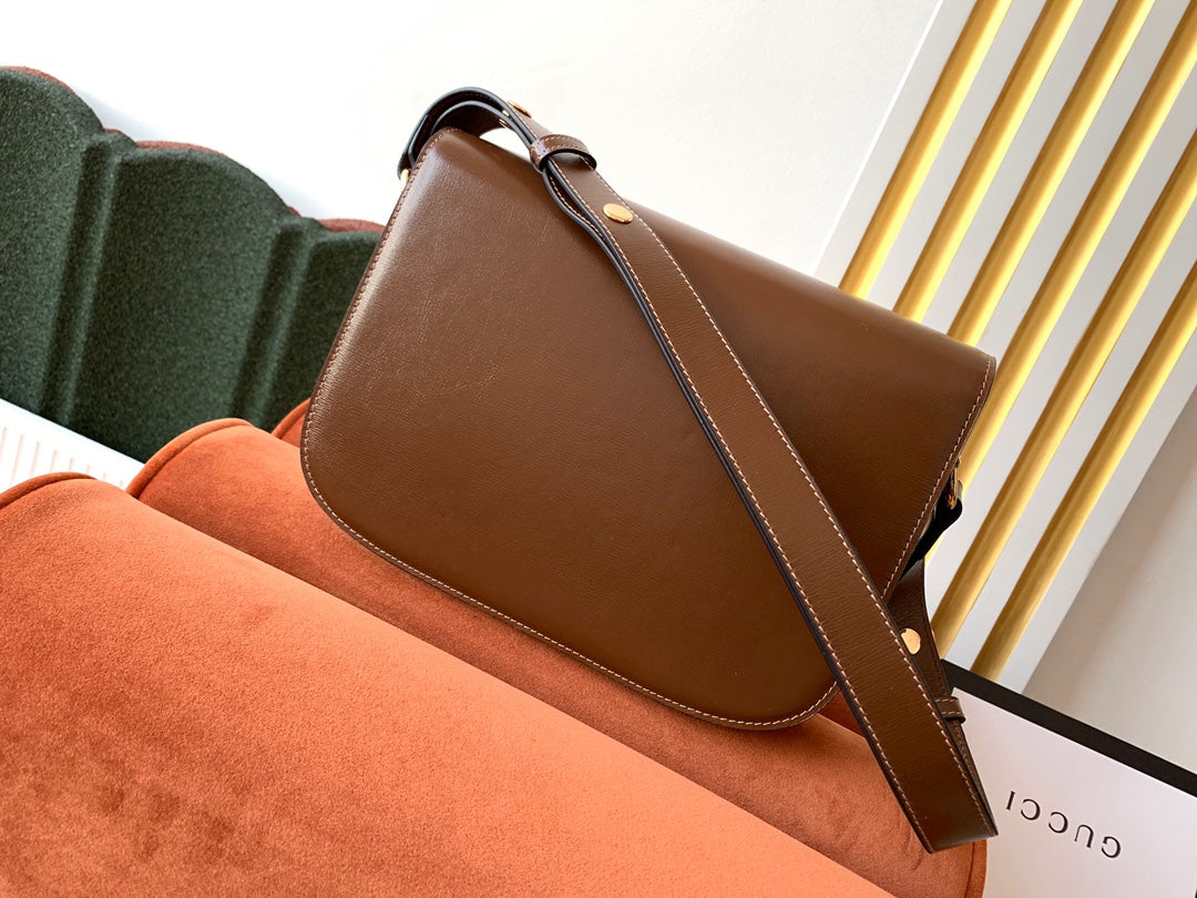 SAC À MORS GG 1955 25 CM EN CUIR DE VEAU MARRON QUINCAILLERIE DORÉ
