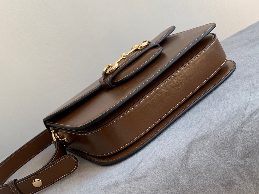 SAC À MORS GG 1955 25 CM EN CUIR DE VEAU MARRON QUINCAILLERIE DORÉ