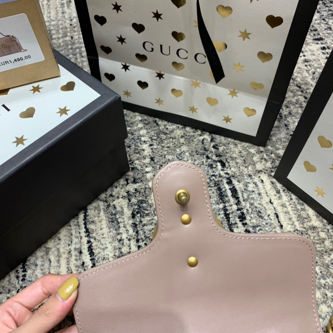 MINI-HAUT GG MARMONT 21 CM EN CUIR DE VEAU BEIGE FONCÉ, ACCESSOIRES DORÉS