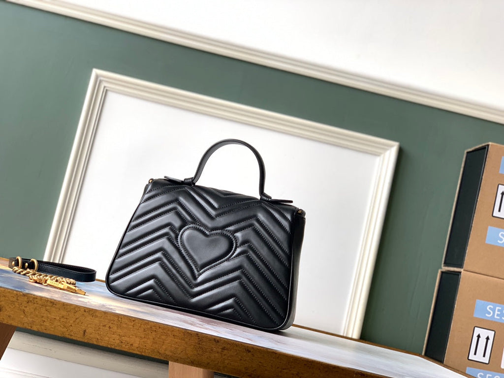 GG MARMONT 26,5 CM EN CUIR DE VEAU NOIR AVEC QUINCAILLERIE DORÉ