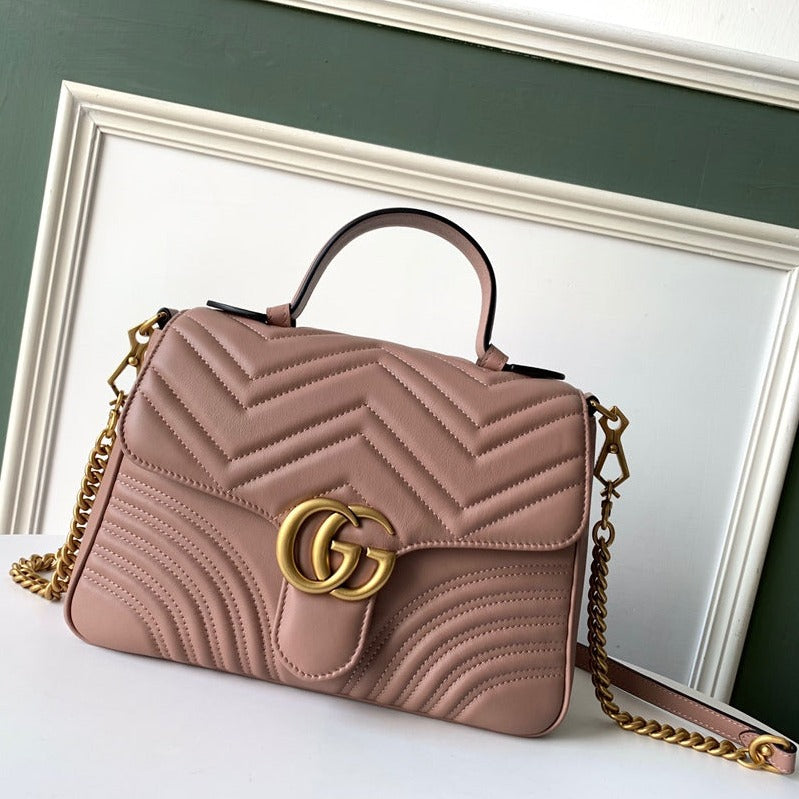 GG MARMONT 26,5 CM CUIR DE VEAU BEIGE FONCÉ QUINCAILLERIE DORÉ
