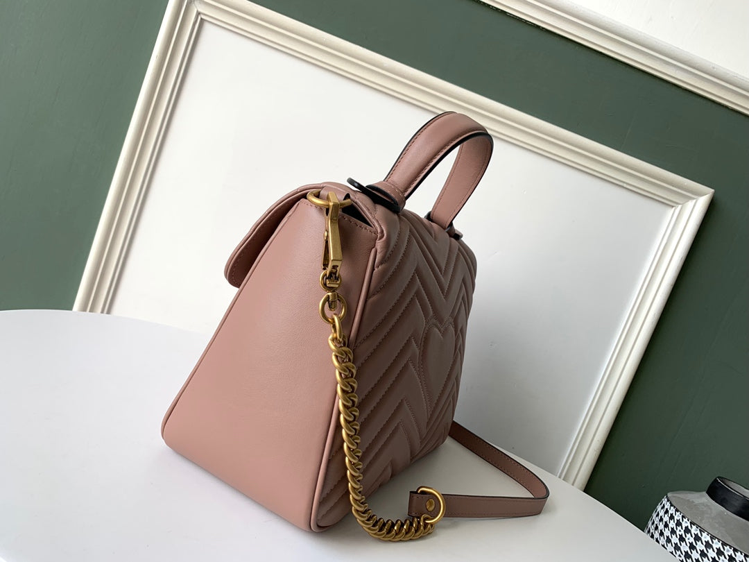 GG MARMONT 26,5 CM CUIR DE VEAU BEIGE FONCÉ QUINCAILLERIE DORÉ