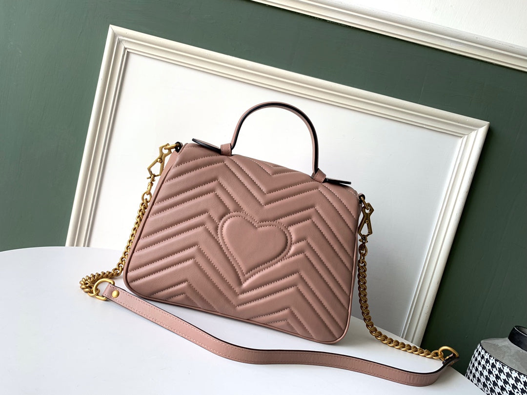 GG MARMONT 26,5 CM CUIR DE VEAU BEIGE FONCÉ QUINCAILLERIE DORÉ