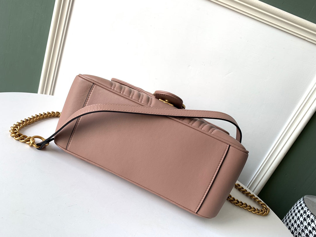 GG MARMONT 26,5 CM CUIR DE VEAU BEIGE FONCÉ QUINCAILLERIE DORÉ