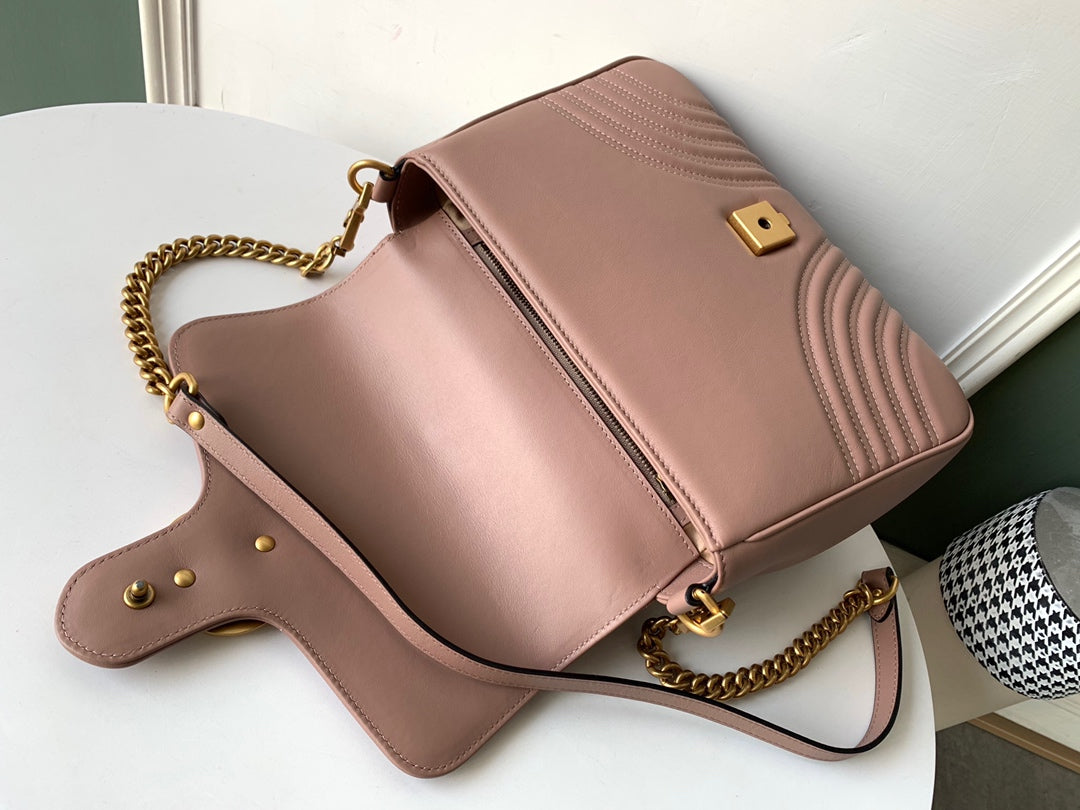 GG MARMONT 26,5 CM CUIR DE VEAU BEIGE FONCÉ QUINCAILLERIE DORÉ