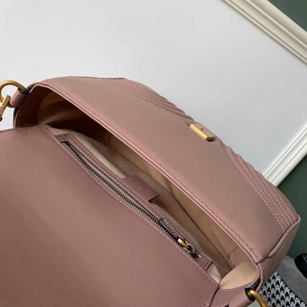 GG MARMONT 26,5 CM CUIR DE VEAU BEIGE FONCÉ QUINCAILLERIE DORÉ
