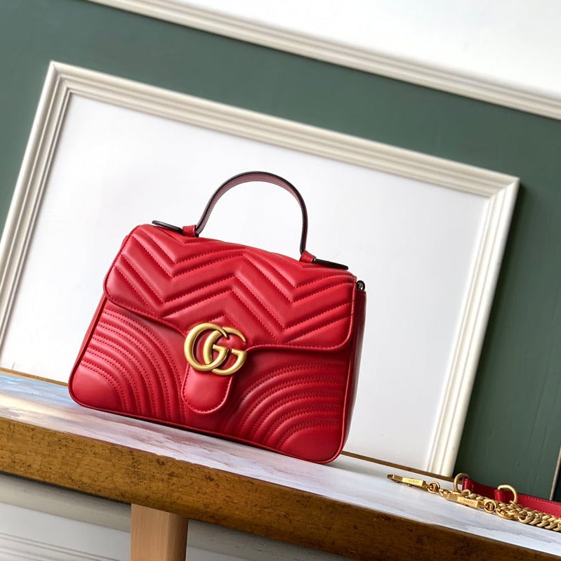 GG MARMONT 26,5 CM CUIR DE VEAU ROUGE QUINCAILLERIE DORÉ