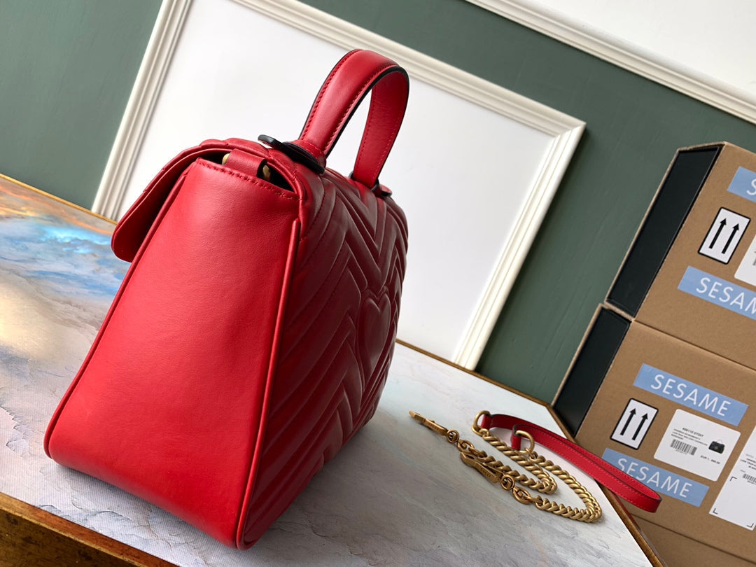 GG MARMONT 26,5 CM CUIR DE VEAU ROUGE QUINCAILLERIE DORÉ